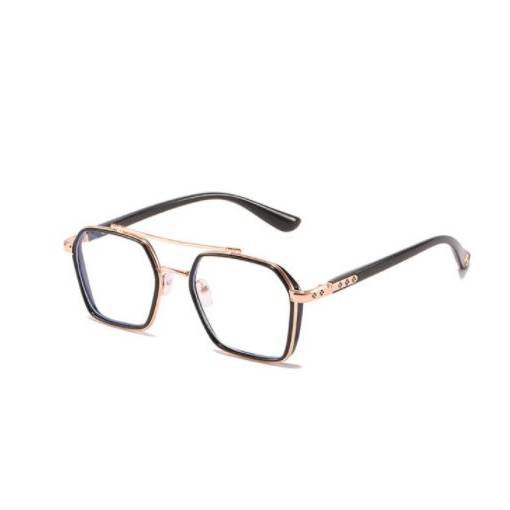 Foto - Hatszögletű kék fény szemüveg - Fekete és arany
