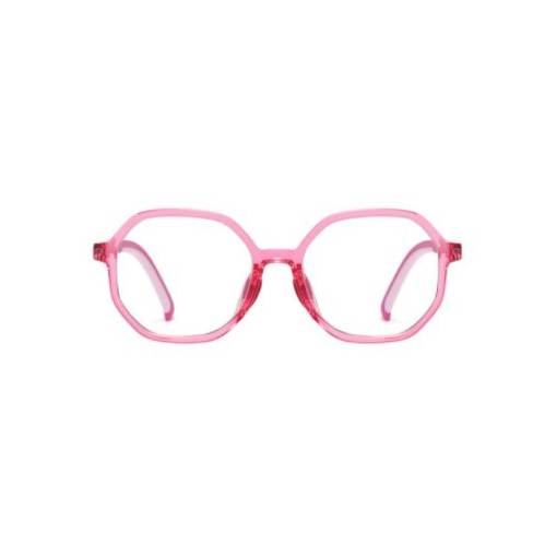 Foto - Gyermek nyolcszögletű, kék fény elleni számítógépes szemüveg - Átlátszó rózsaszínű