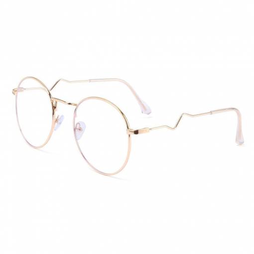 Foto - Retro kerek kék fényű szemüveg - Rózsa arany